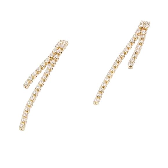 NWT J. Crew Gold Tiny Crystal Waterfall Earrings - Picture 1 of 5